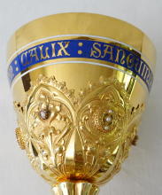 Solid silver gilt antique French Gothic Chalice.